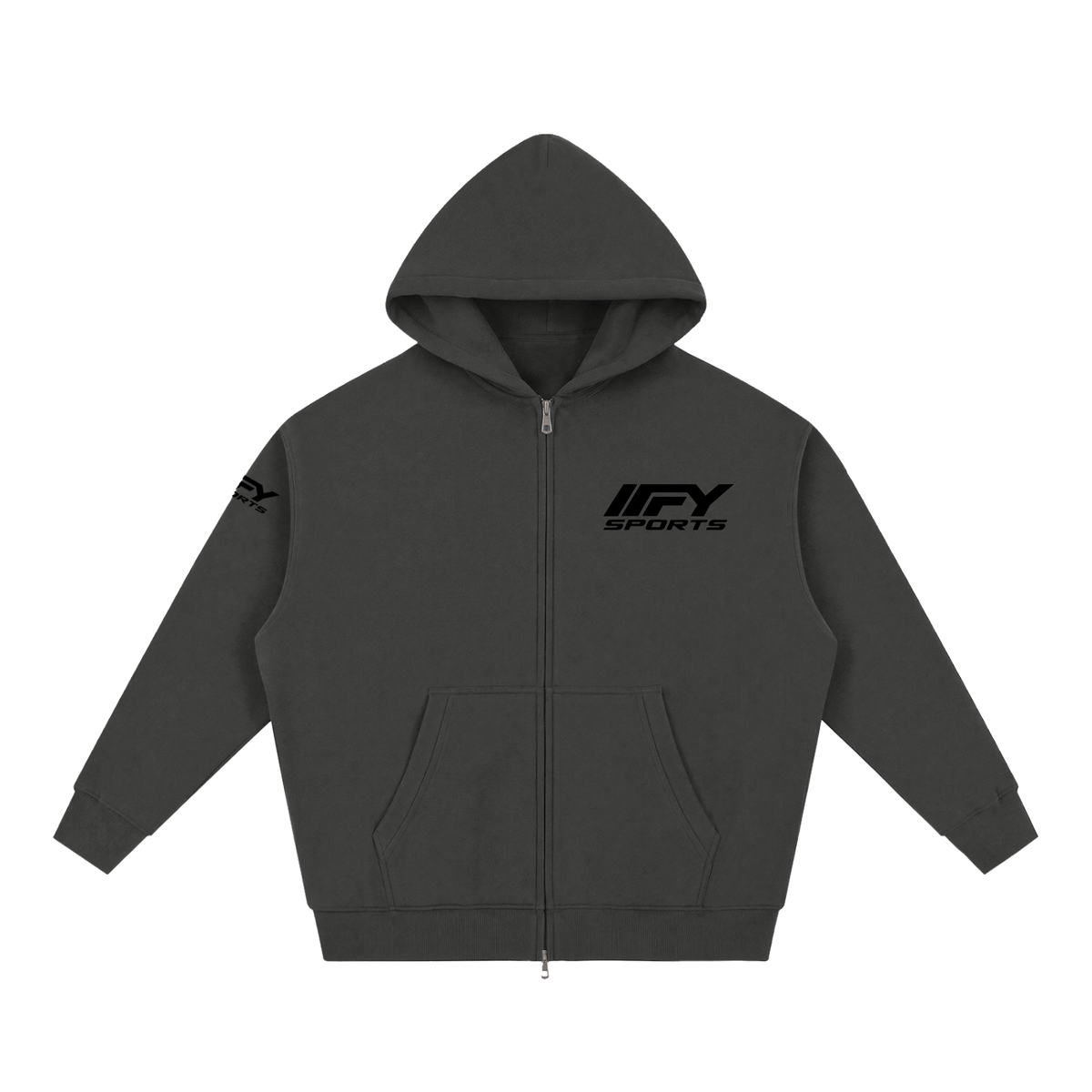 Oversized Two-Way Zip Fleece Hoodie