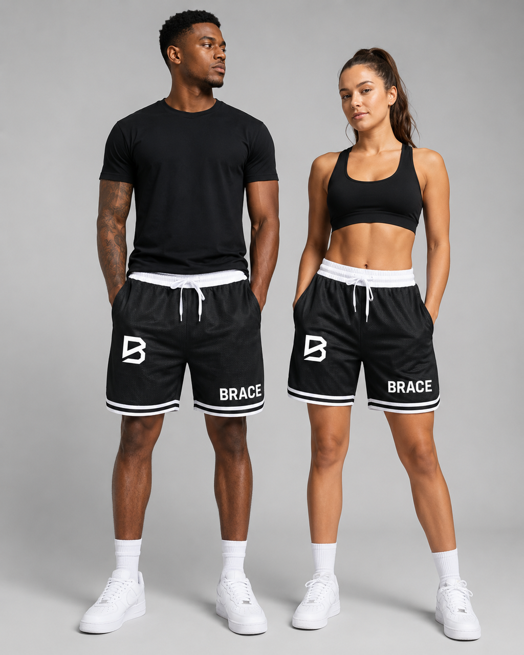 Basketball Shorts - Classic Stripe Trim Athletic Shorts | BRACE