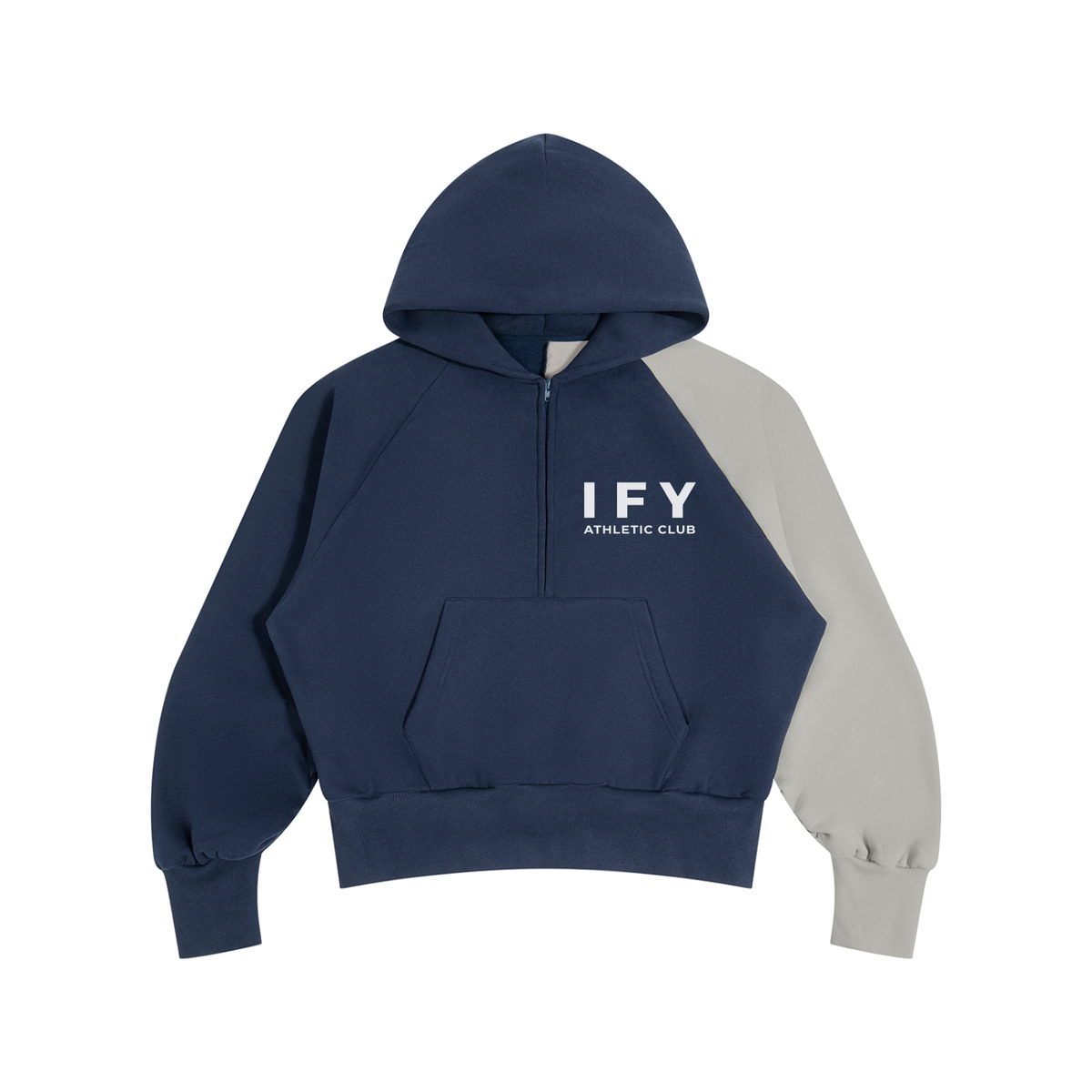 Colour Block Quarter-Zip Fleece Hoodie