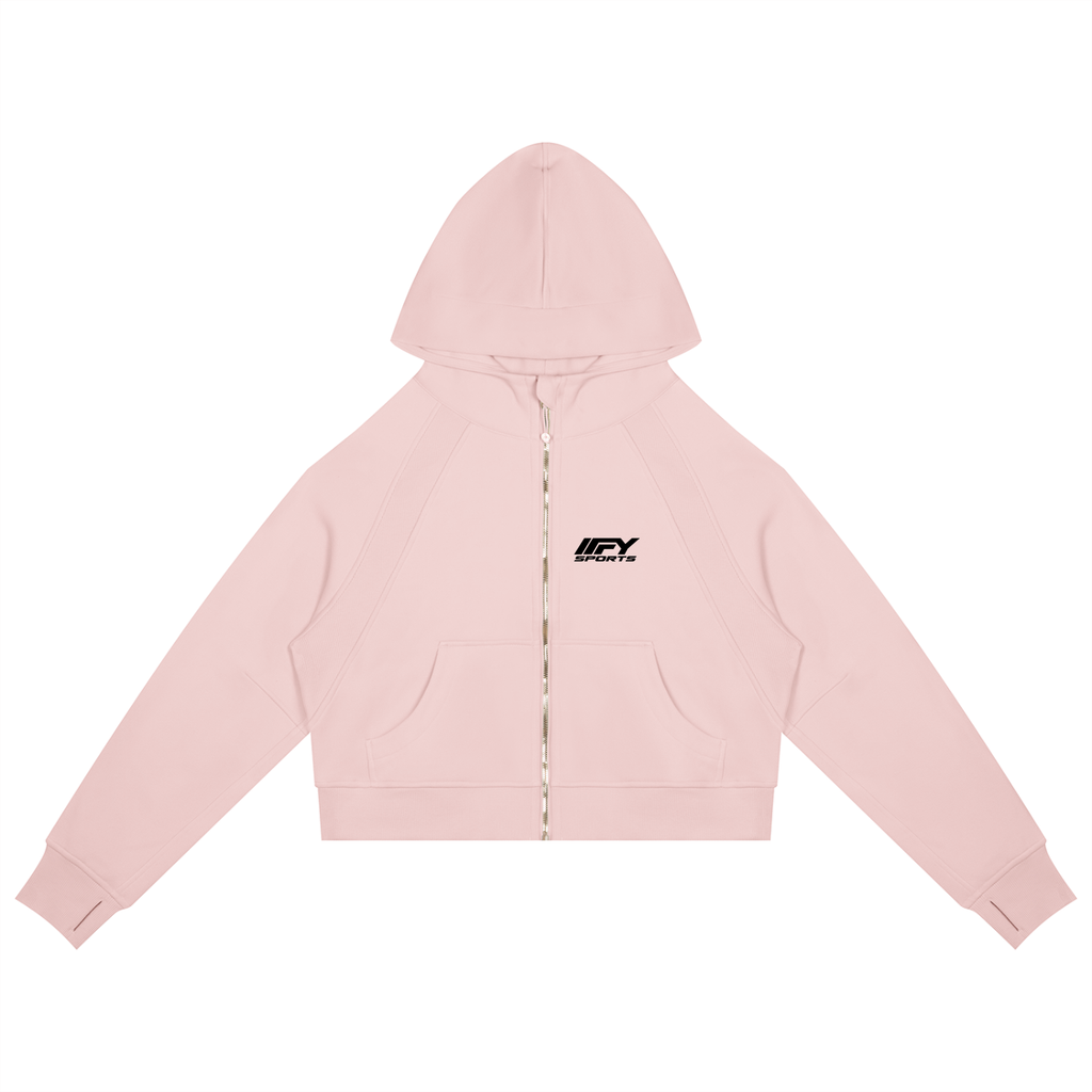 Cropped Zip Hoodie & Wide-Leg Fleece Set