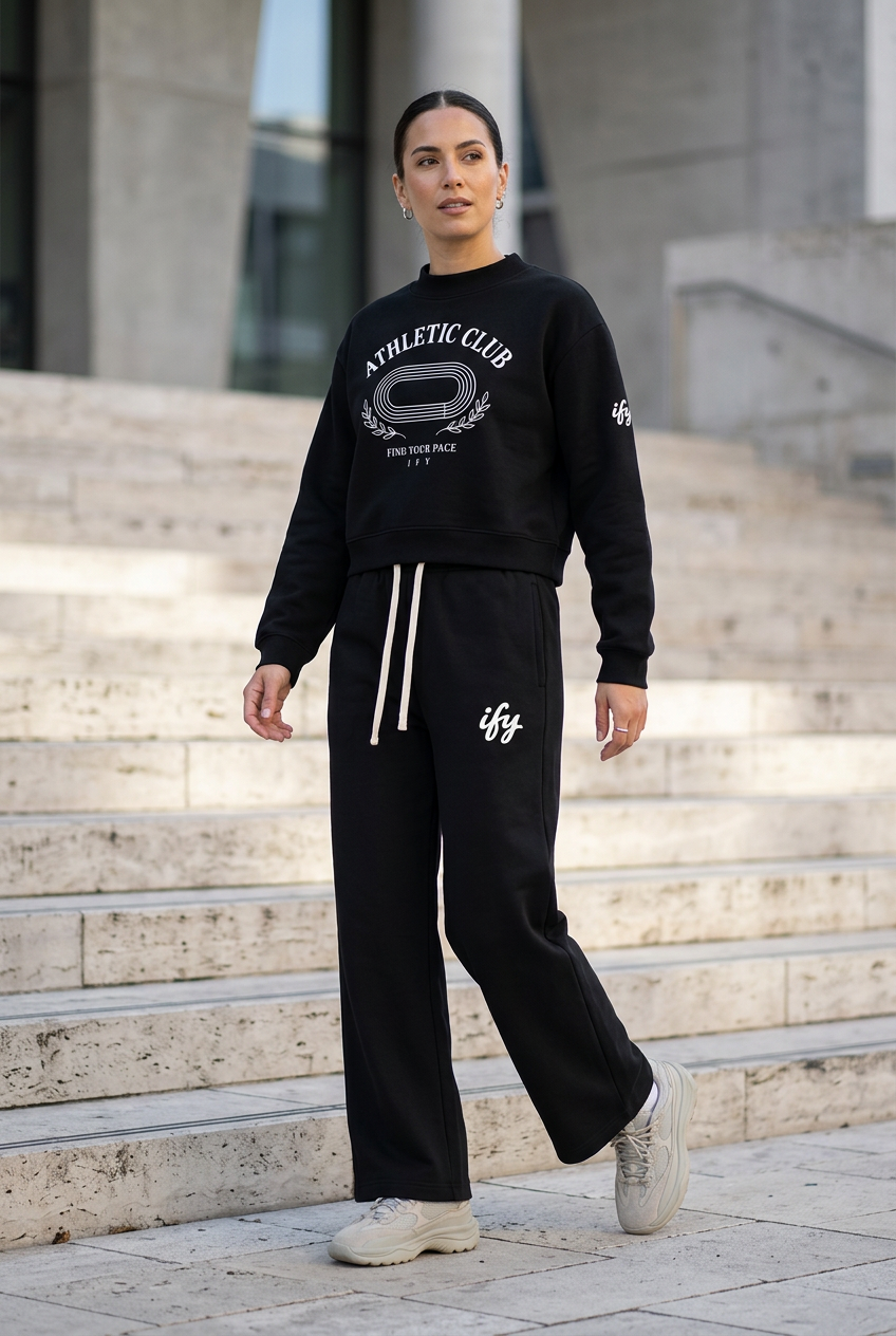 Black Athletic Club outfit front model view