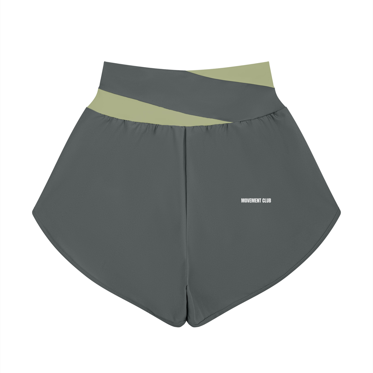 Panelled Crossover-Waist Yoga Shorts