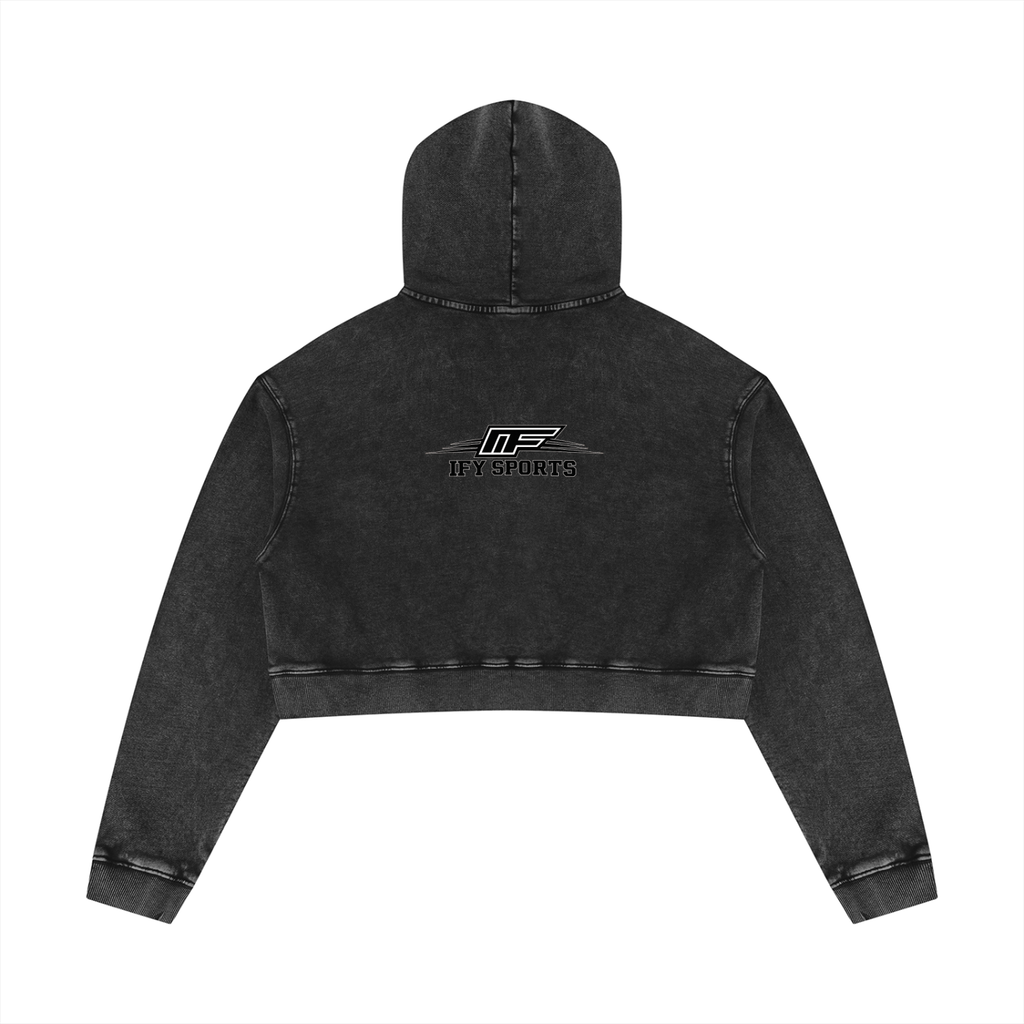 Elevate Your Everyday Look with Our Women's Mineral Washed Crop Hoodie