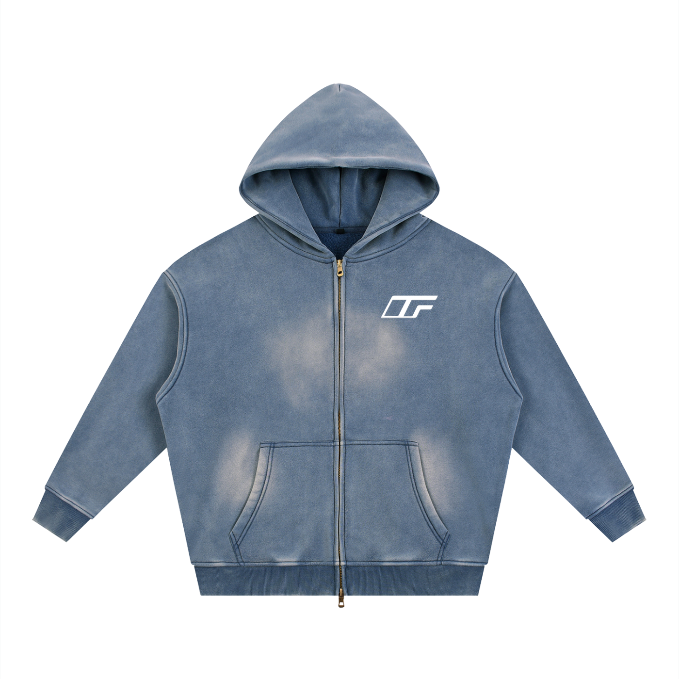 Sunfade Two-way Zipper Boxy Fleece Hoodie