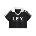 Cropped Jersey with Contrast Collar