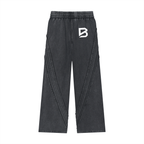 Snow Washed Sweatpants - Raw Edge Tape Detail Gym Joggers | BRACE