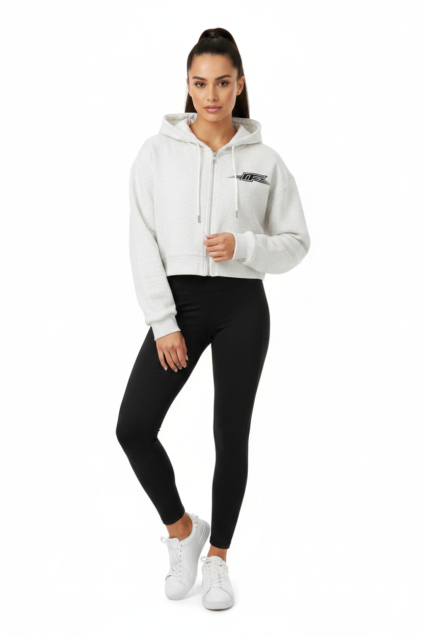Essential Cropped Zip-Up Hoodie