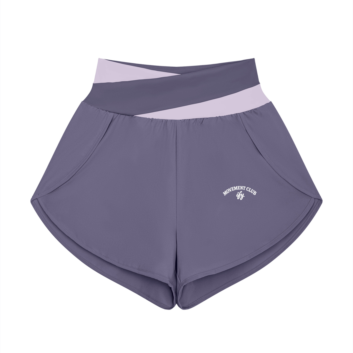 Panelled Crossover-Waist Yoga Shorts