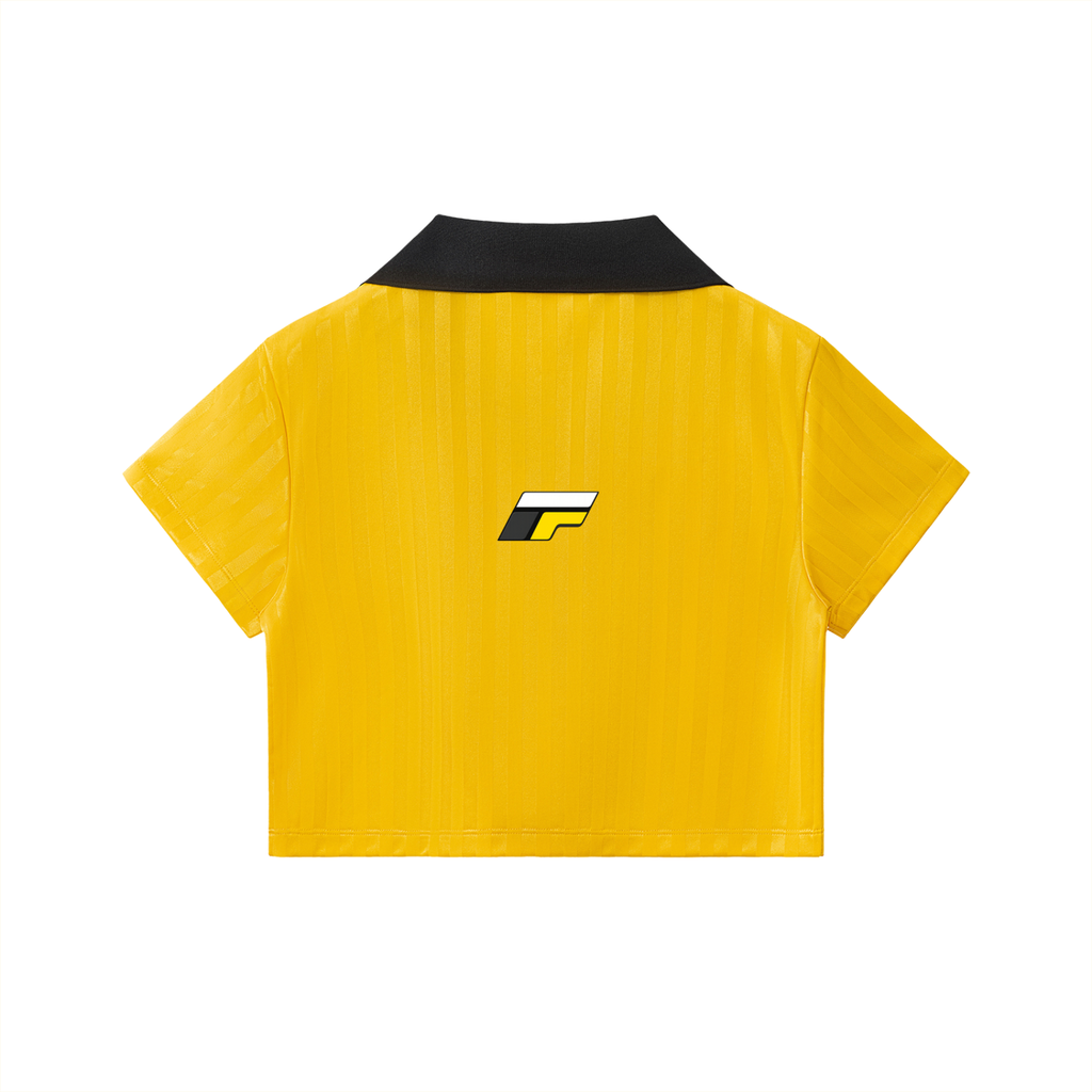 Contrast Collar Striped Cropped Jersey