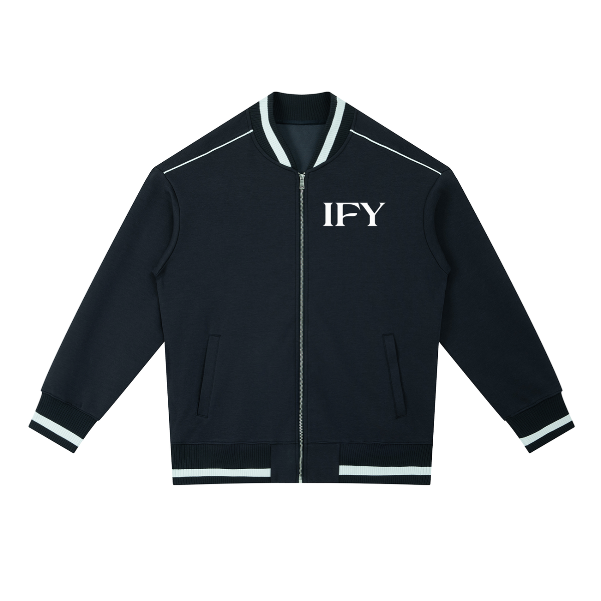 Contrast Piping Zip Bomber Jacket
