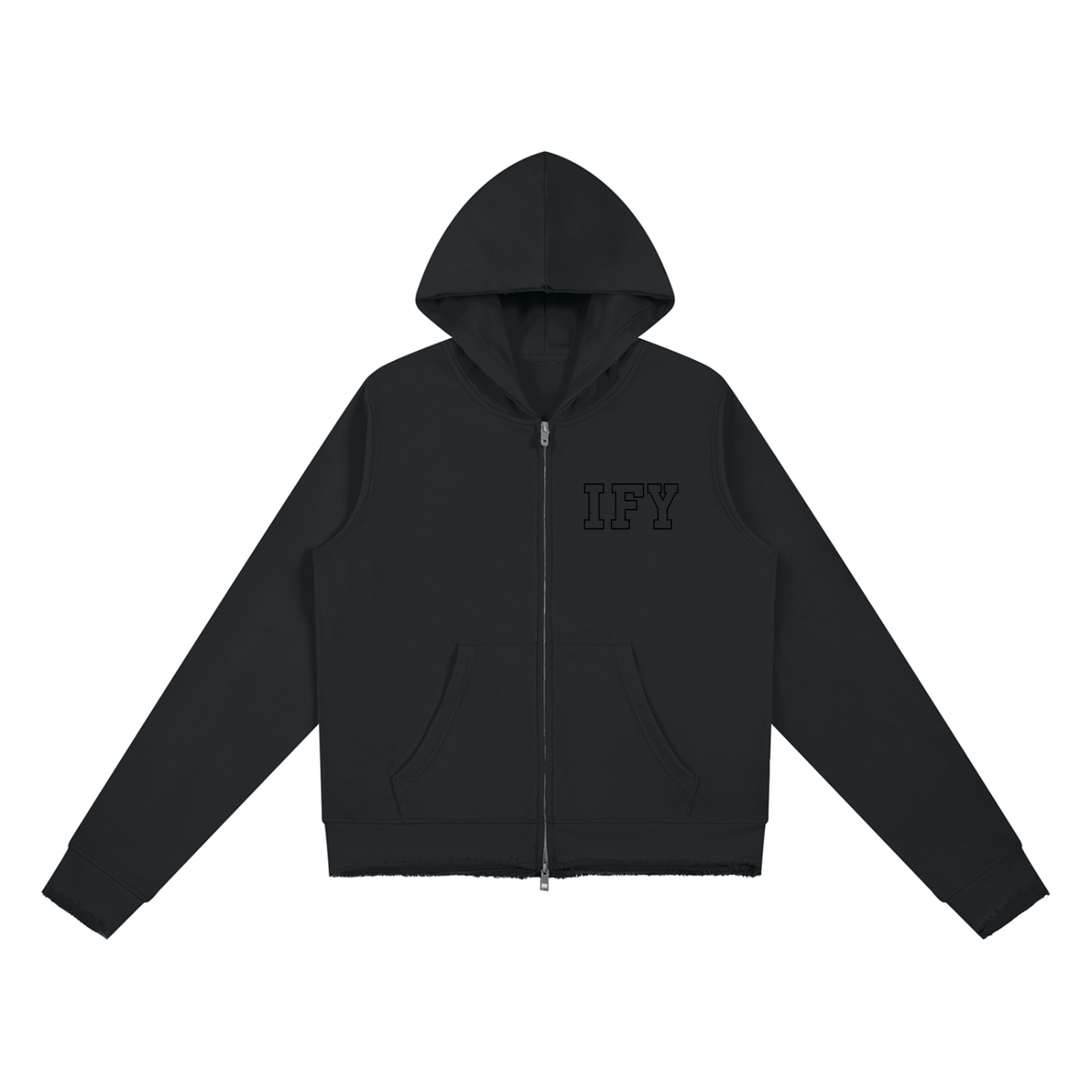 Raw Edge Full Zip Hoodie