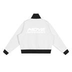 Contrast Side Stripe Fleece Cropped Track Jacket