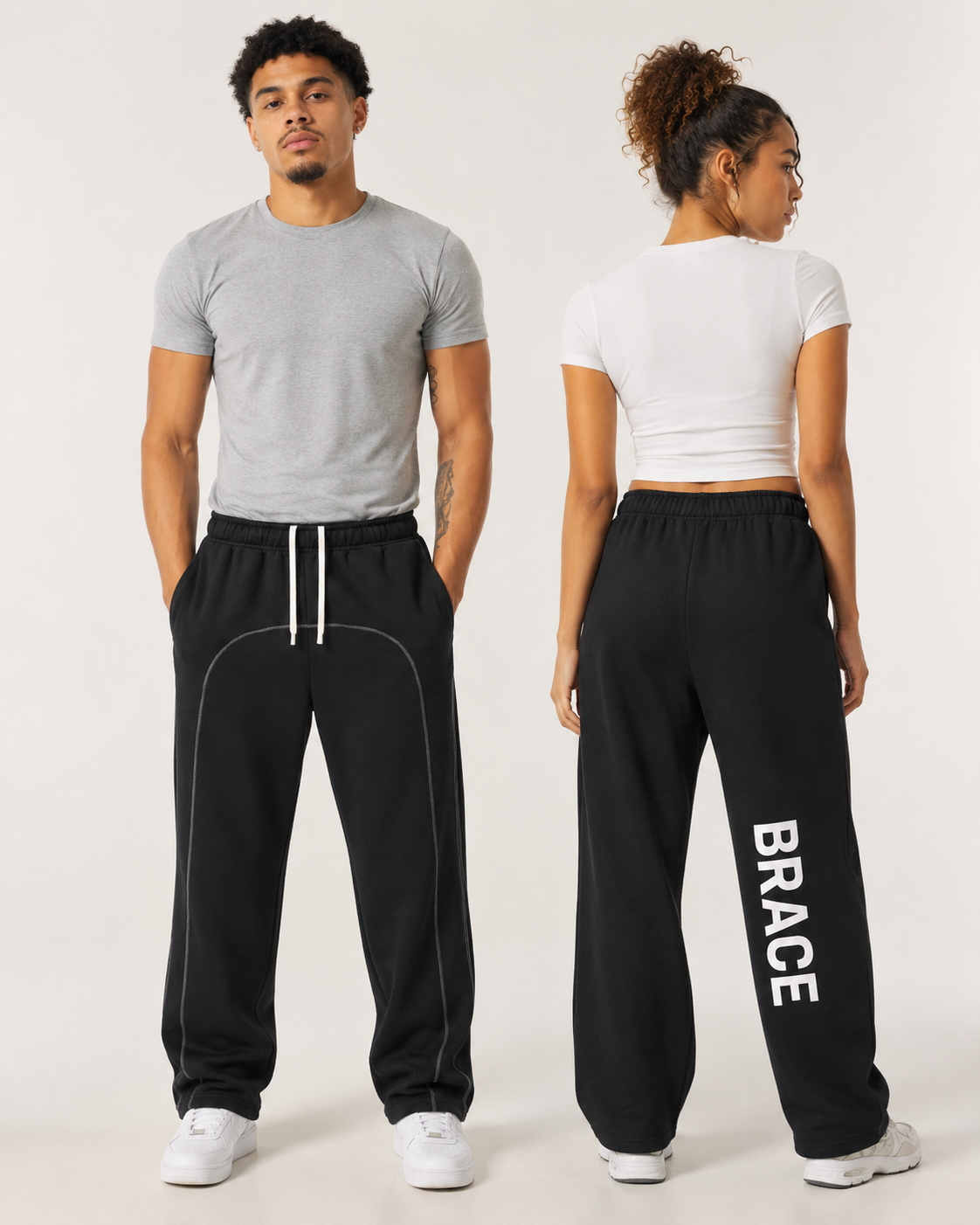 Contrast-Stitched Fleece Sweatpants - Premium Gym Joggers | BRACE