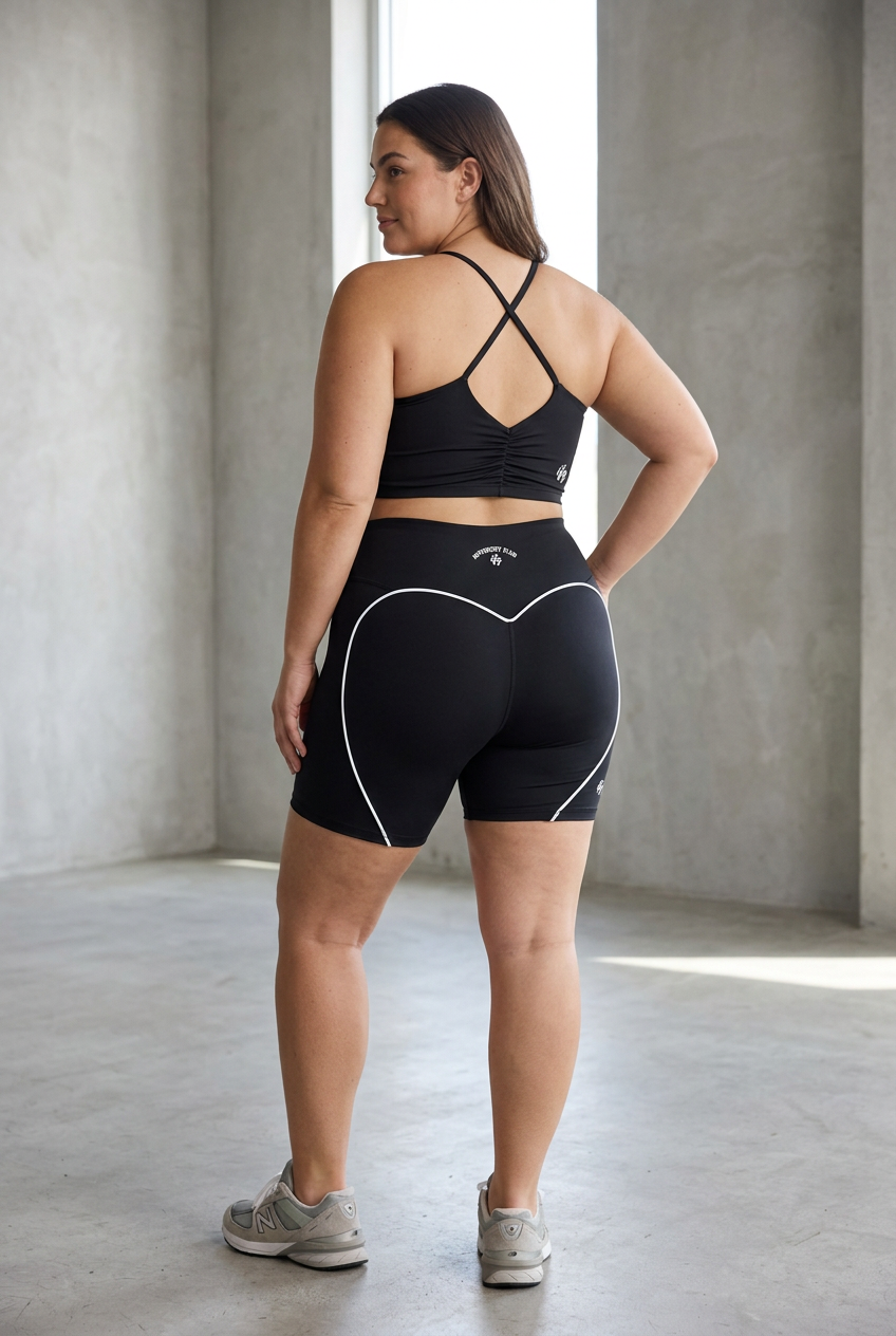 Corrected plus-size rear model view