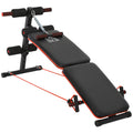 Sit Up Bench Core Workout Adjustable Thigh Support Foldable For Home Gym W Arm Pulling Rope Black - IFY Sports