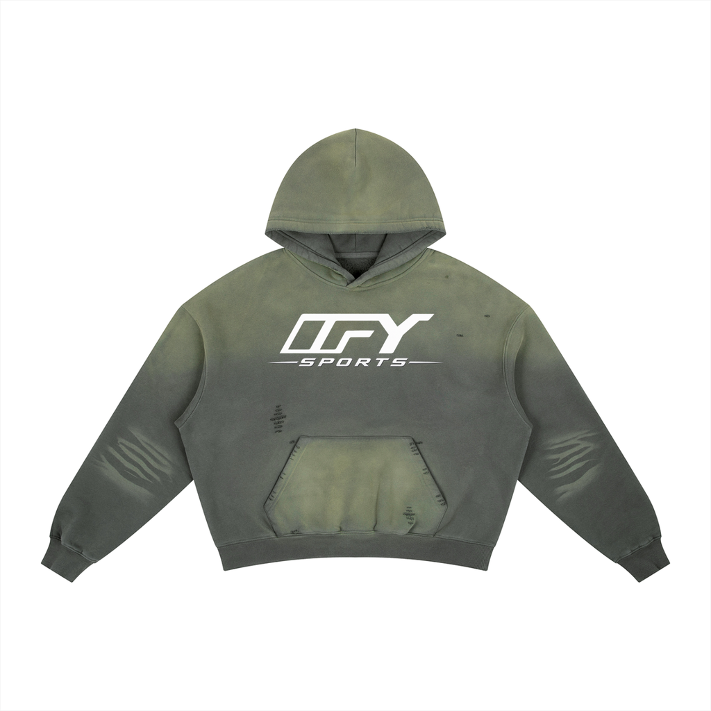 Frayed Sunfade Boxy Fleece Hoodie