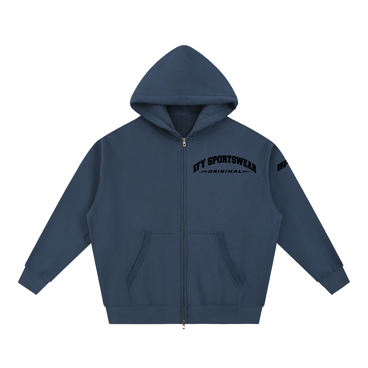 Oversized Two-Way Zip Fleece Hoodie