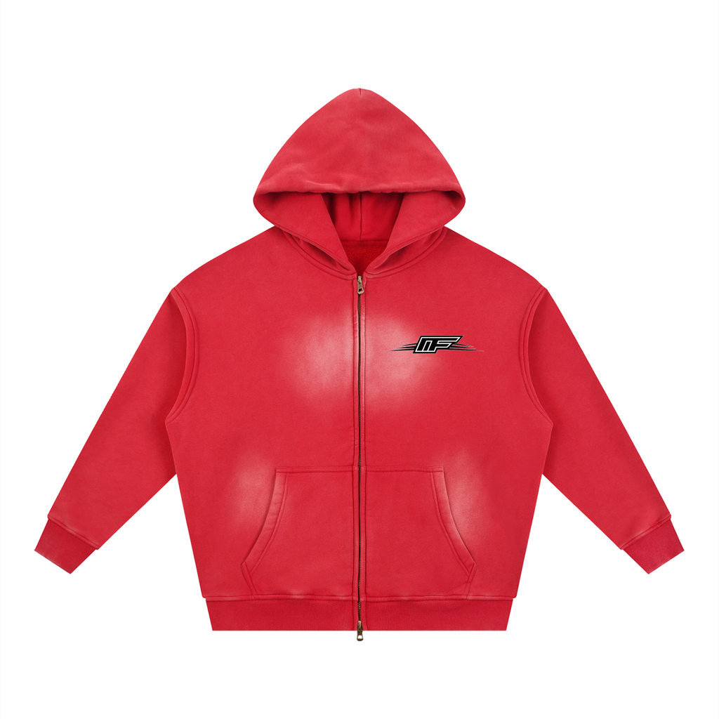 Sunfade Two-way Zipper Boxy Fleece Hoodie