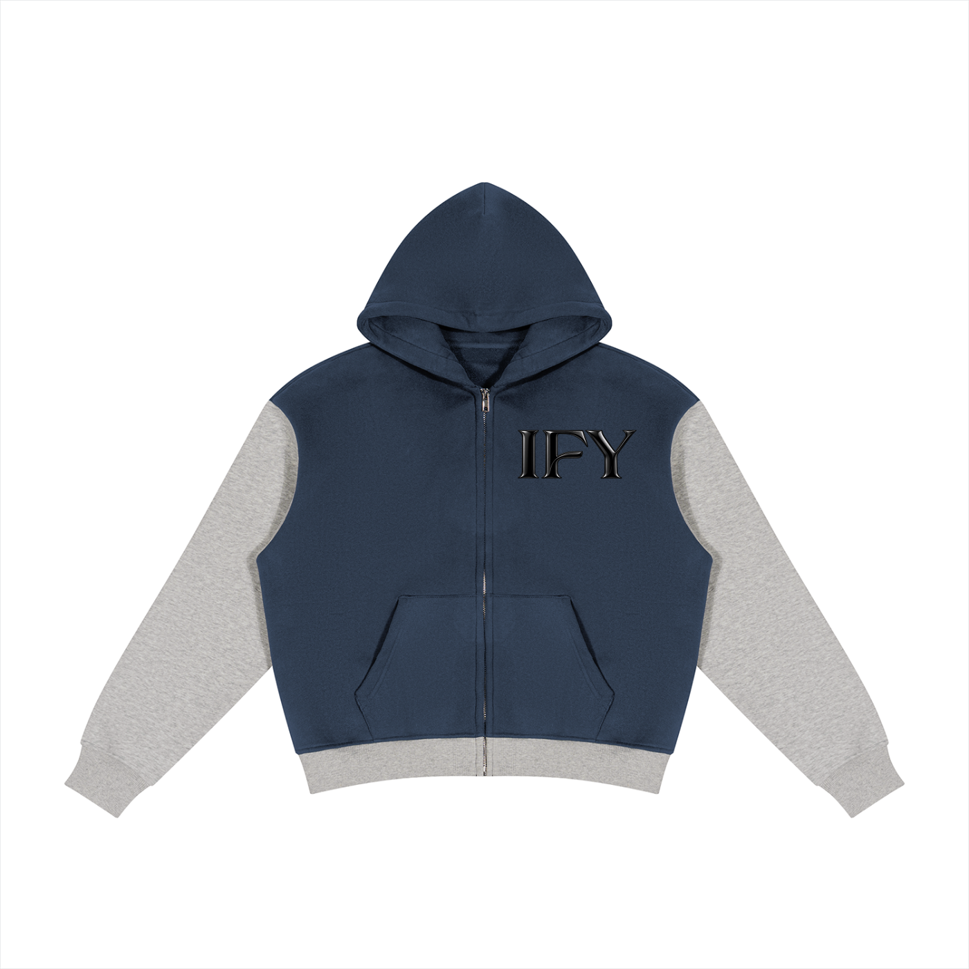 Unisex Color Block Fleece Full Zip Hoodie
