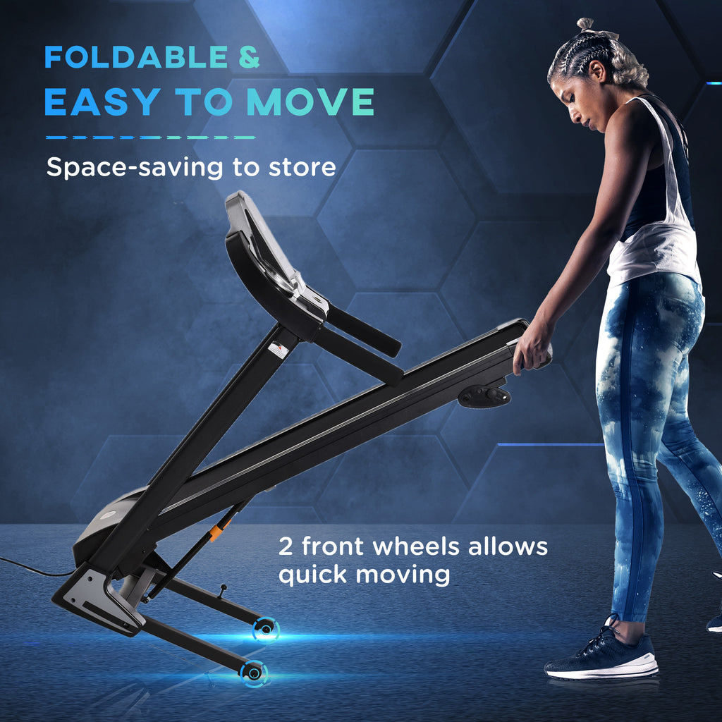 Folding Treadmill, 2.0HP Incline Treadmill Running Machine, 12.8 Km/h, With LED Display, Manual Incline, 12 Preset Programs, Drink & Phone Holder For Home Gym Fitness - IFY Sports