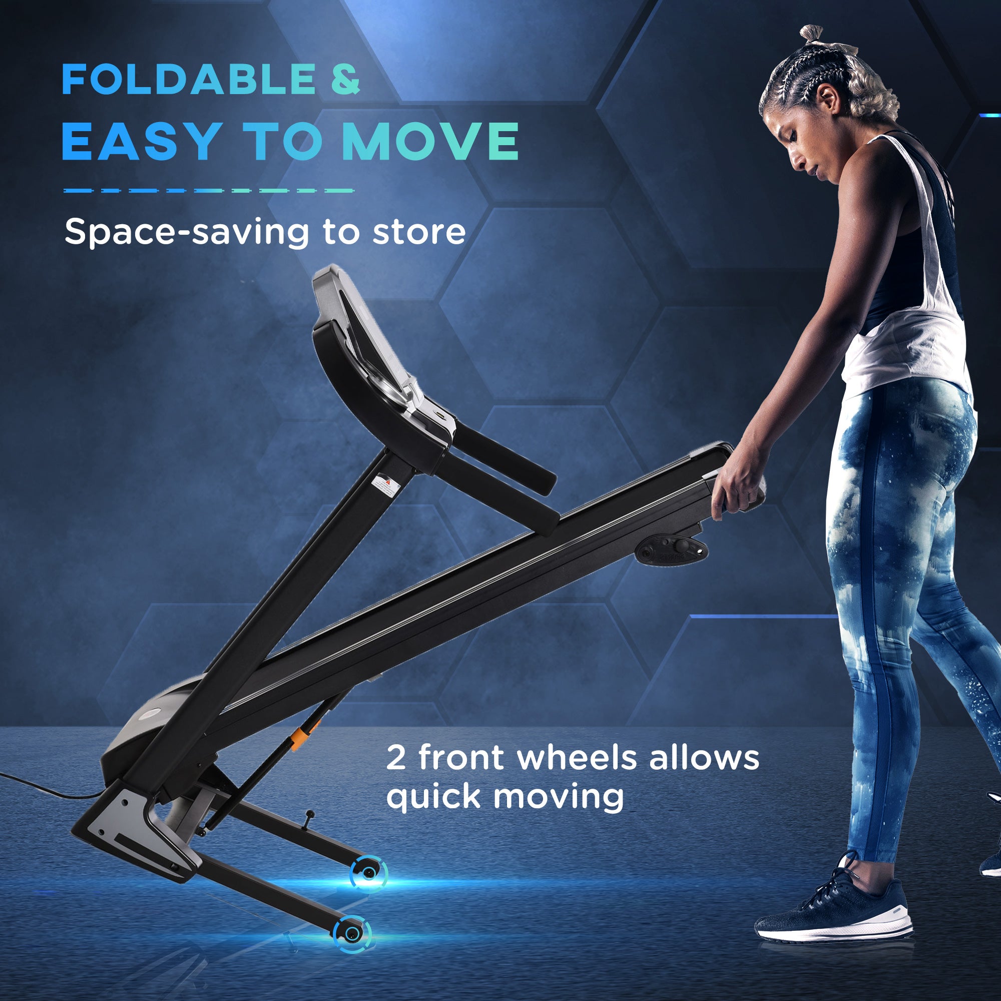 Folding Treadmill, 2.0HP Incline Treadmill Running Machine, 12.8 Km/h, With LED Display, Manual Incline, 12 Preset Programs, Drink & Phone Holder For Home Gym Fitness - IFY Sports