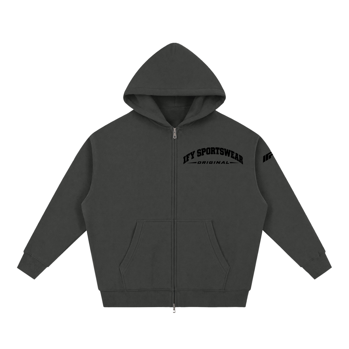 Oversized Two-Way Zip Fleece Hoodie