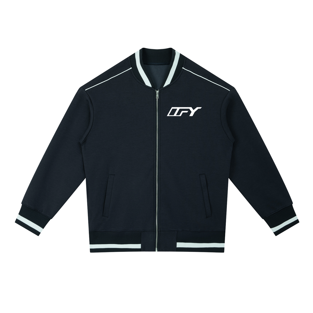 Contrast Piping Zip Bomber Jacket
