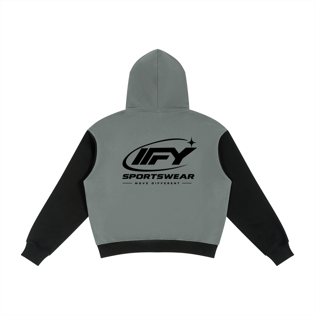 Unisex Color Block Fleece Full Zip Hoodie