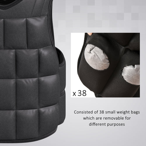 10kg Weighted Vest, Adjustable Running Weight Vest With 38 Weight Bags For Men Or Women Cardio Exercise, Black