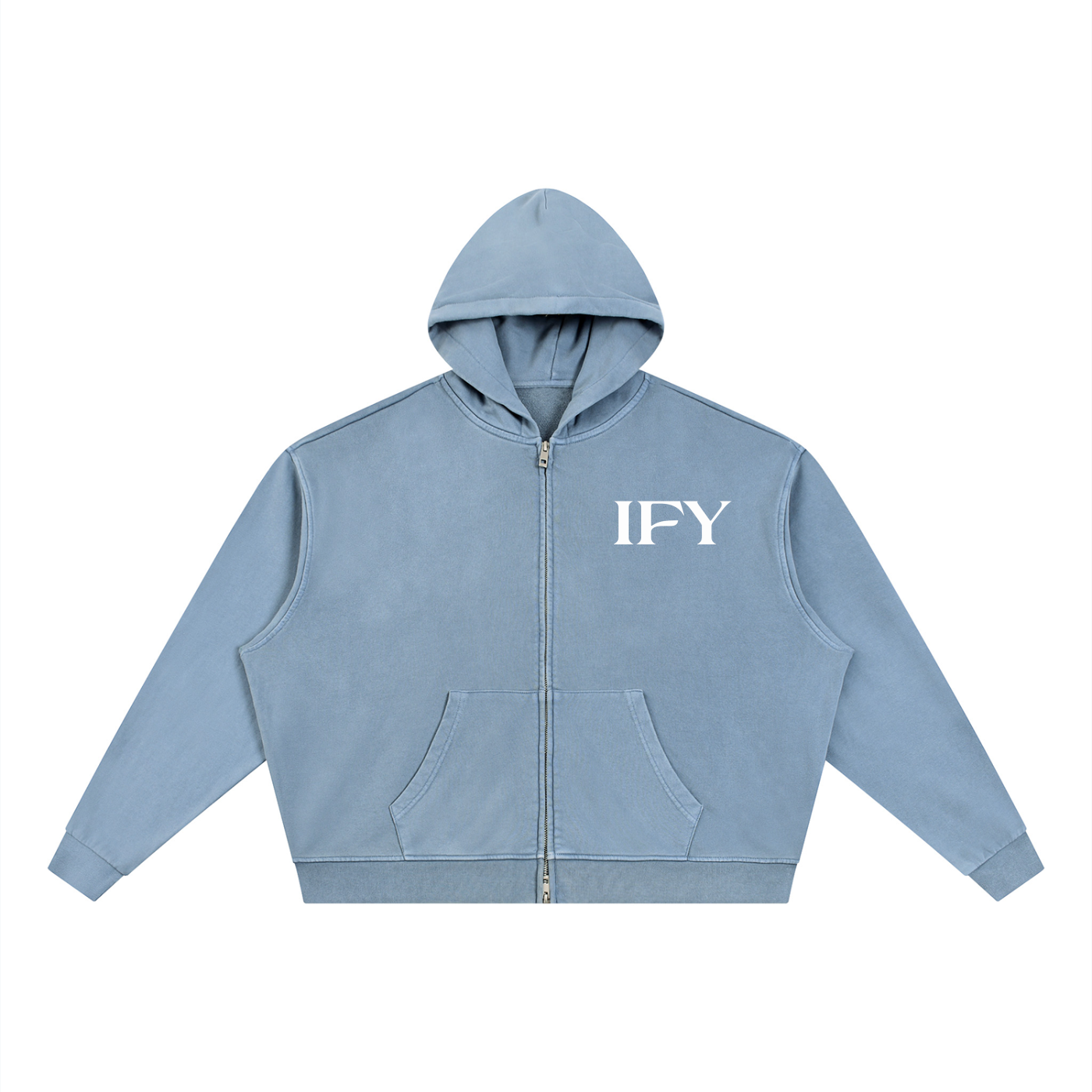 Unisex Vintage Wash Full Zip Boxy Hoodie
