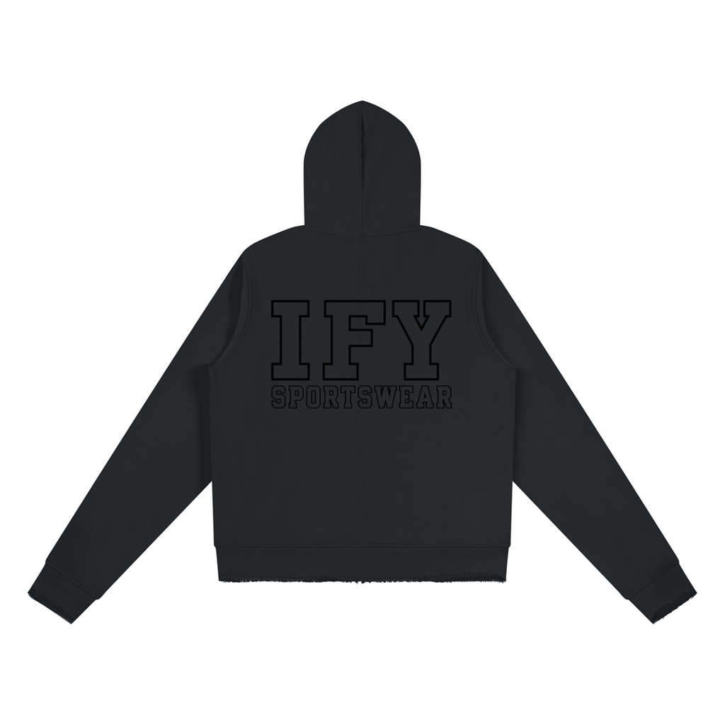 Raw Edge Full Zip Hoodie