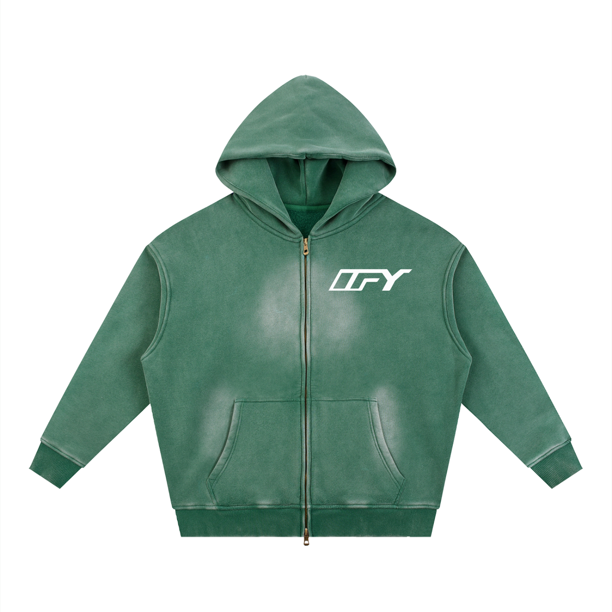 Sunfade Two-way Zipper Boxy Fleece Hoodie