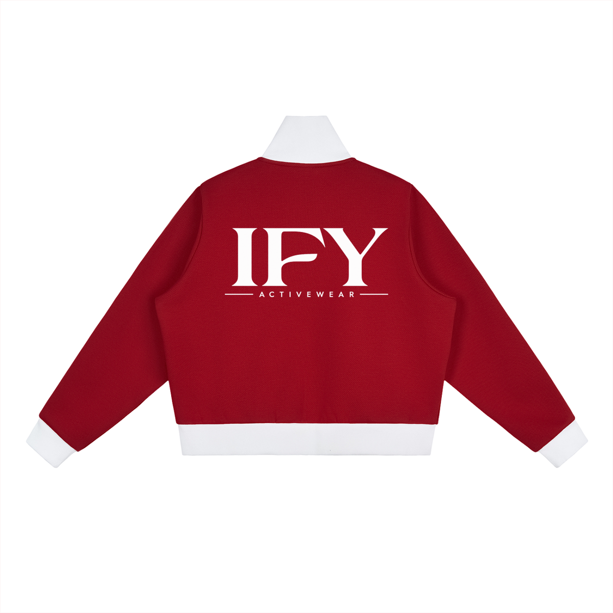 Contrast Side Stripe Fleece Cropped Track Jacket