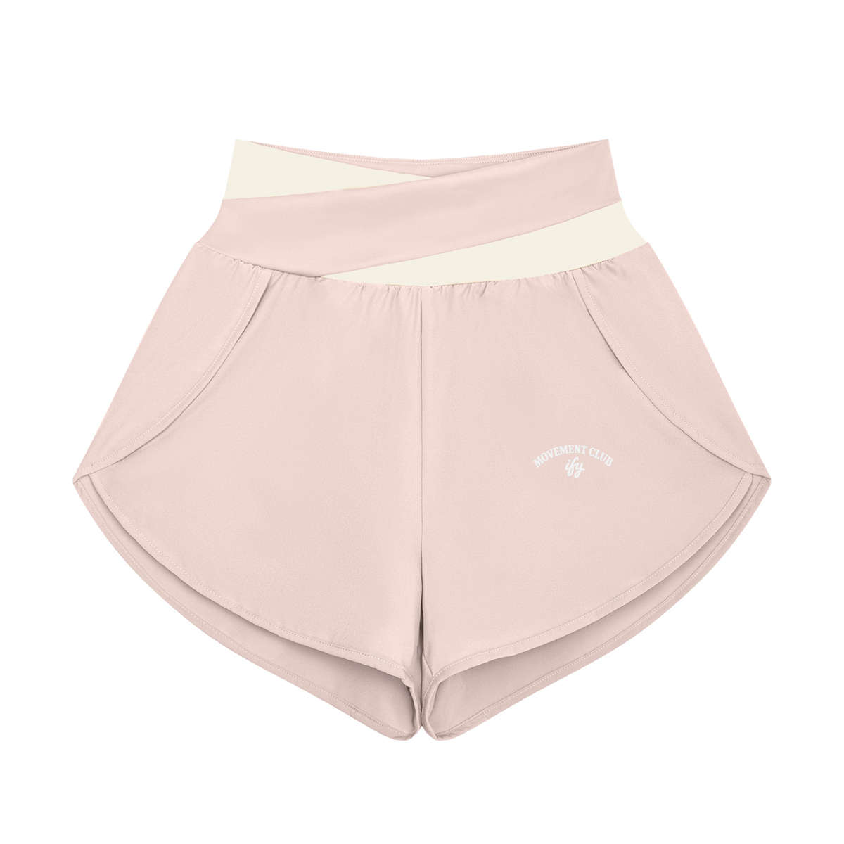 Panelled Crossover-Waist Yoga Shorts