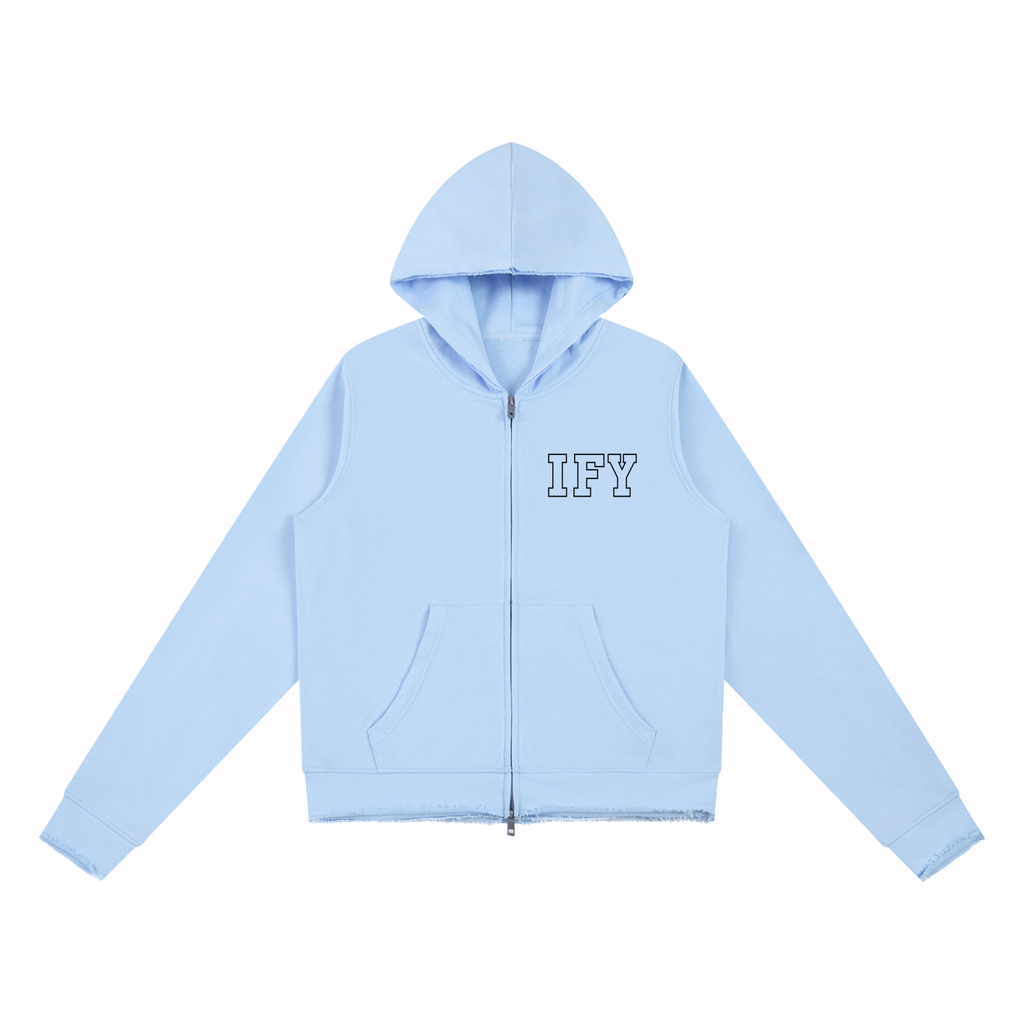 Raw Edge Full Zip Hoodie