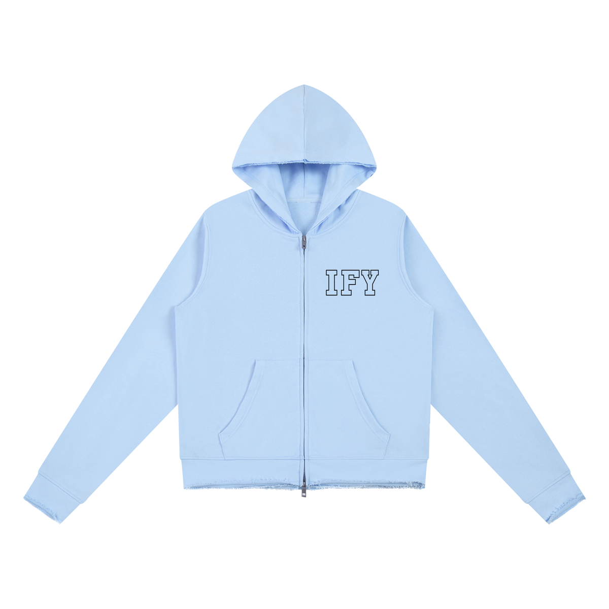 Raw Edge Full Zip Hoodie