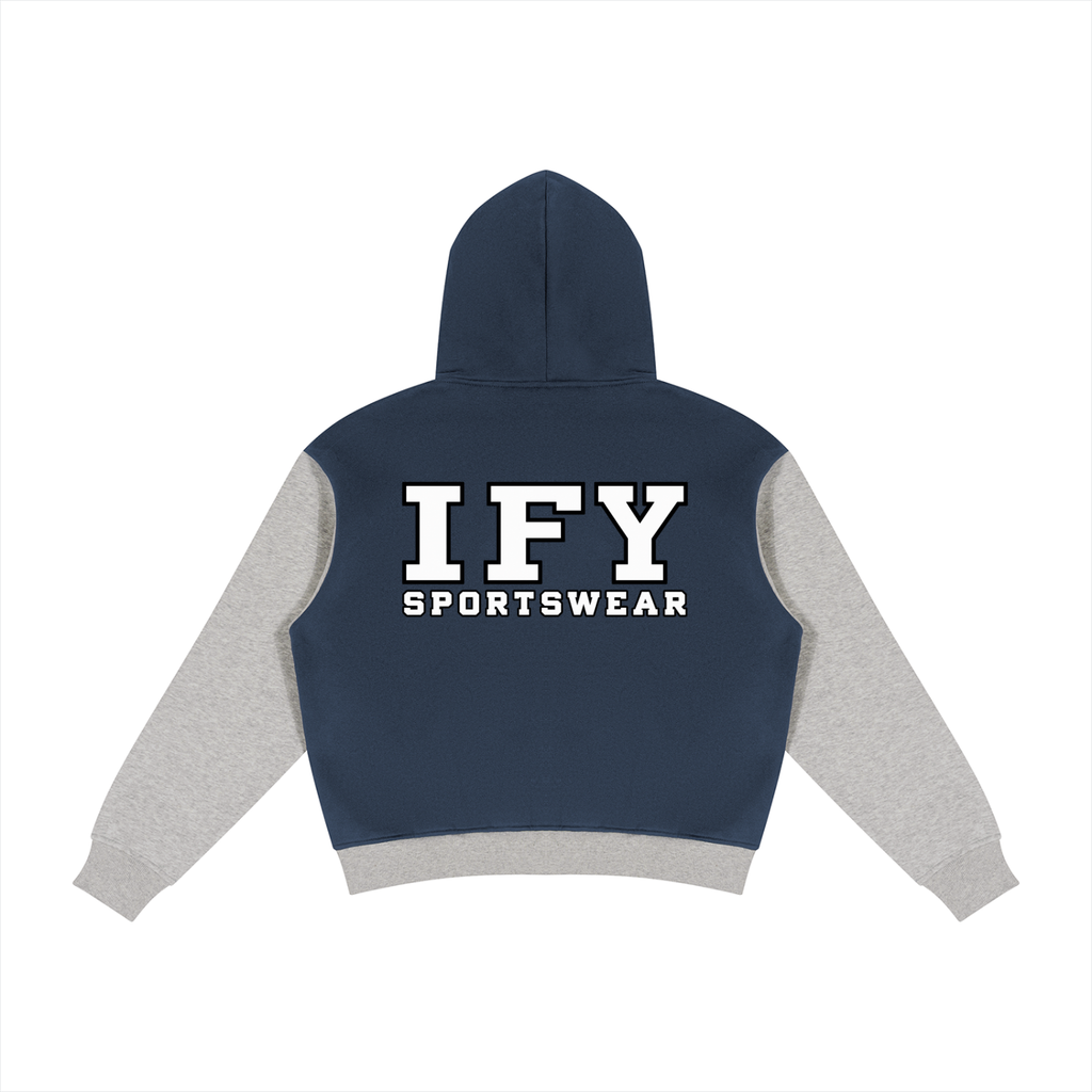 Unisex Color Block Fleece Full Zip Hoodie