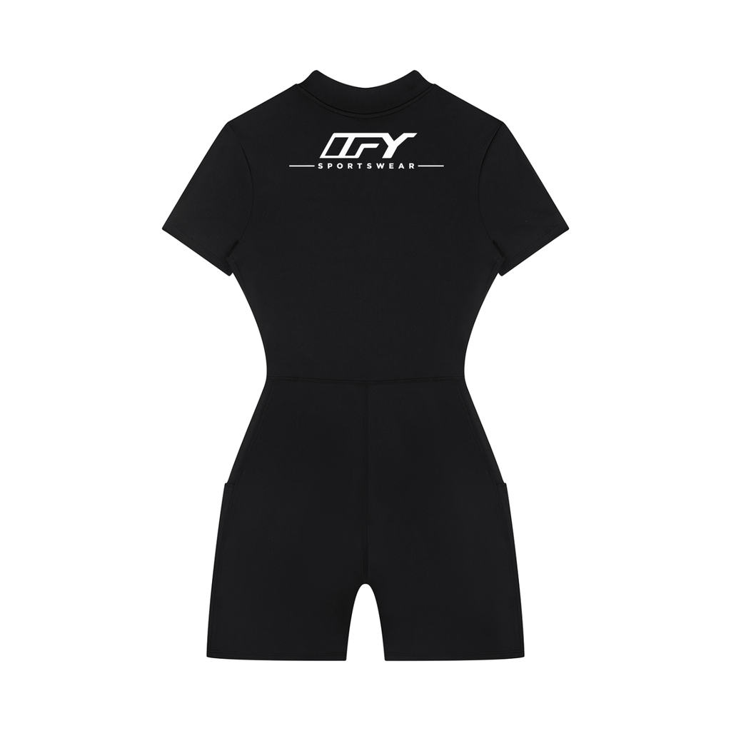 Women's Quarter-Zip Short Sleeve Romper