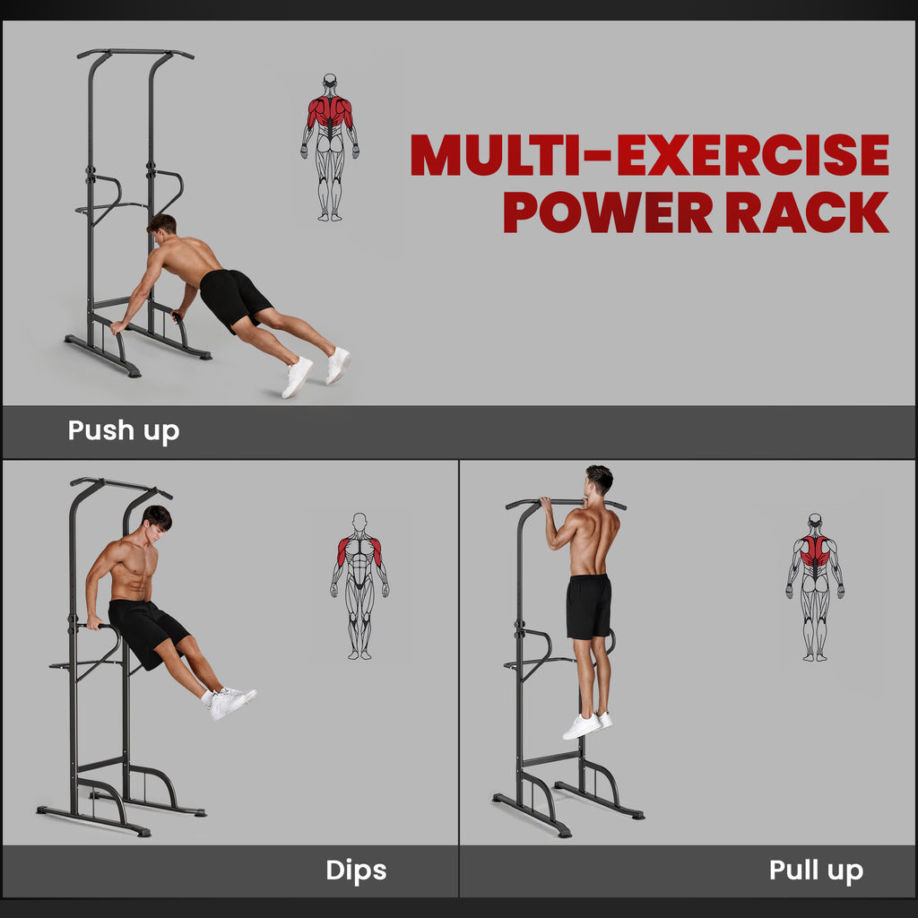 Power Tower Dip Station Pull Up Bar Multi-Function Push Up Equipment With Adjustable Height For Home Gym Strength Training Workout Fitness - IFY Sports