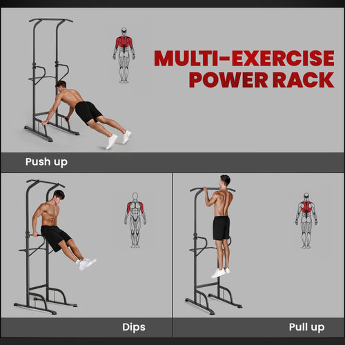 Power Tower Dip Station Pull Up Bar Multi-Function Push Up Equipment With Adjustable Height For Home Gym Strength Training Workout Fitness - IFY Sports