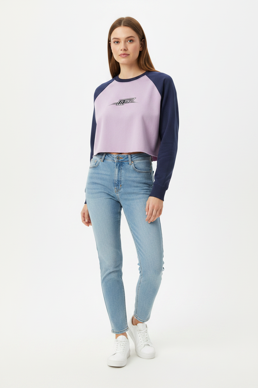 Elevate Your Style with Our Color-Block Crop Sweatshirt