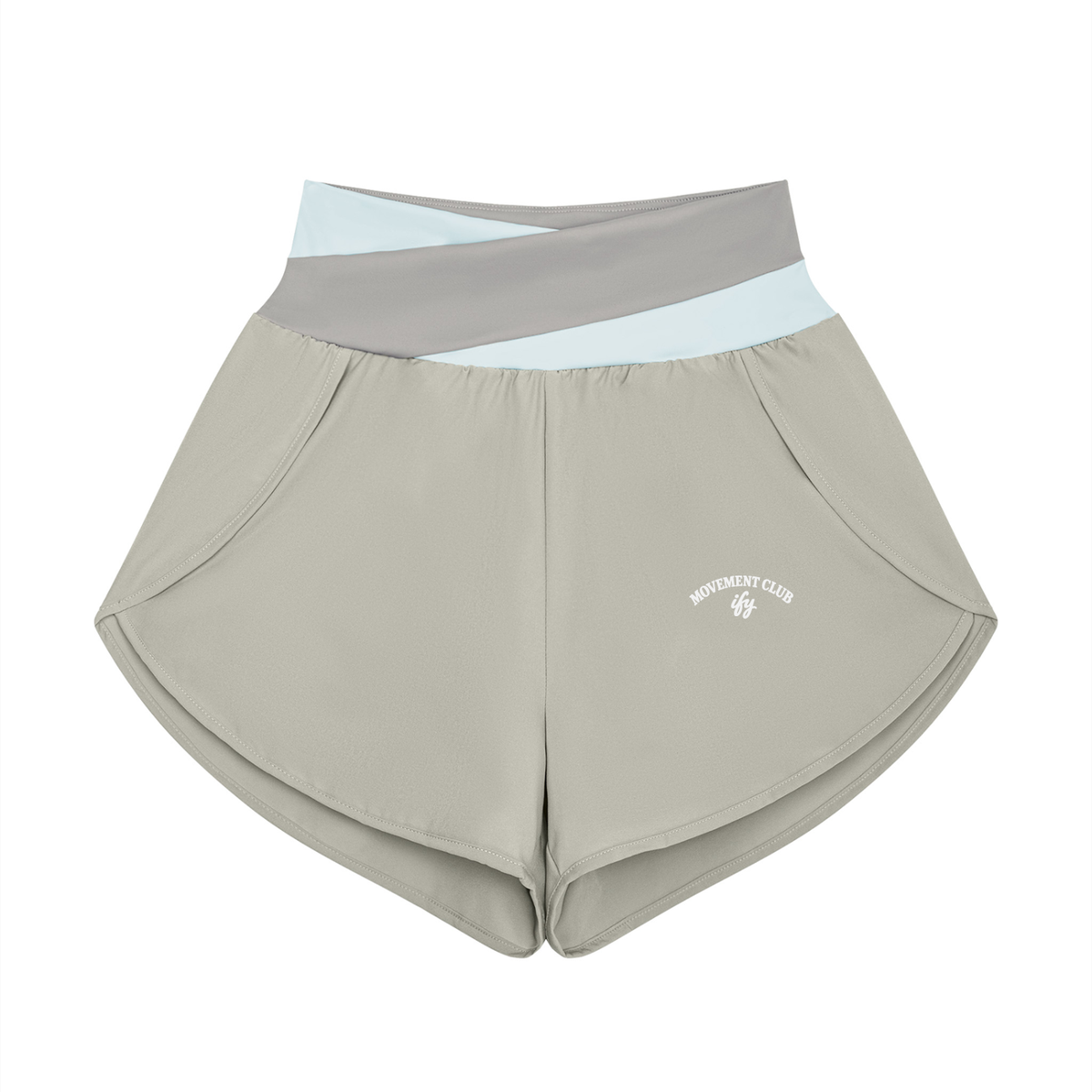 Panelled Crossover-Waist Yoga Shorts