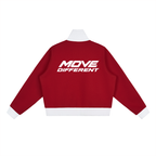 Contrast Side Stripe Fleece Cropped Track Jacket