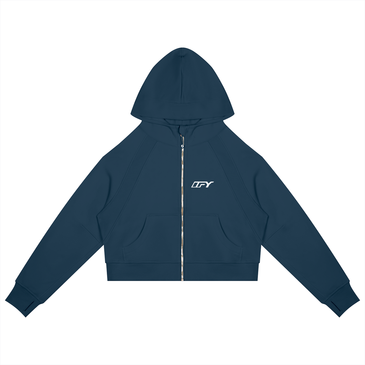 Cropped Zip-Through Hoodie