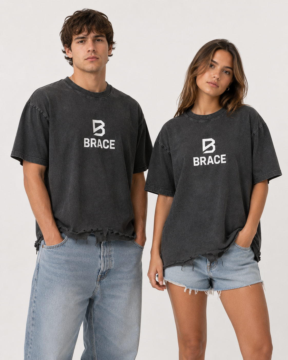 Vintage Wash Boxy T-Shirt - Distressed Hem Gym Tee | BRACE