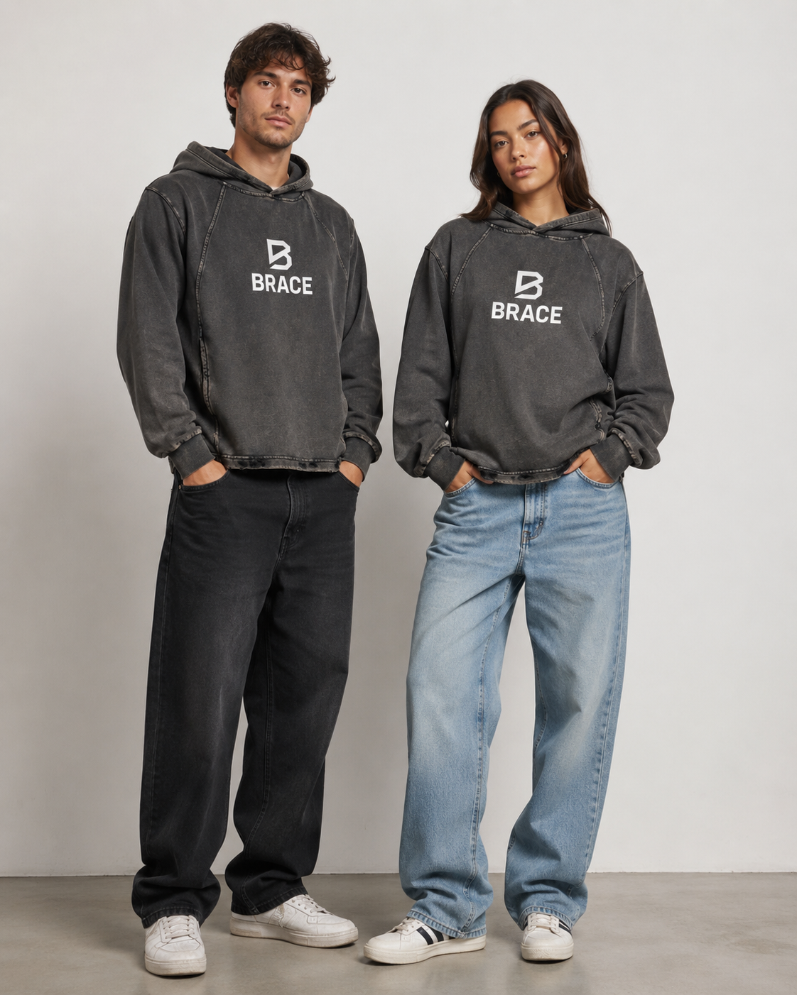 Vintage Washed Frayed-Hem Hoodie - Premium Fleece Gym Hoodie | BRACE