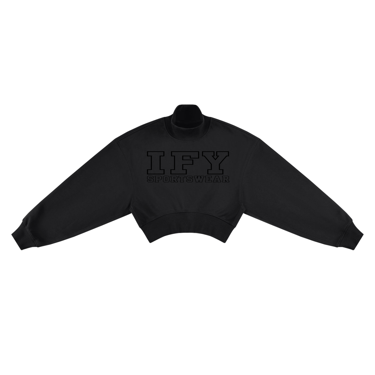 Cropped Mock Neck Lantern Sleeve Sweatshirt