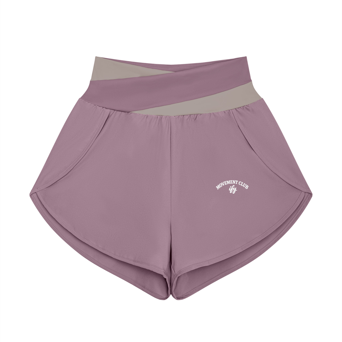 Panelled Crossover-Waist Yoga Shorts