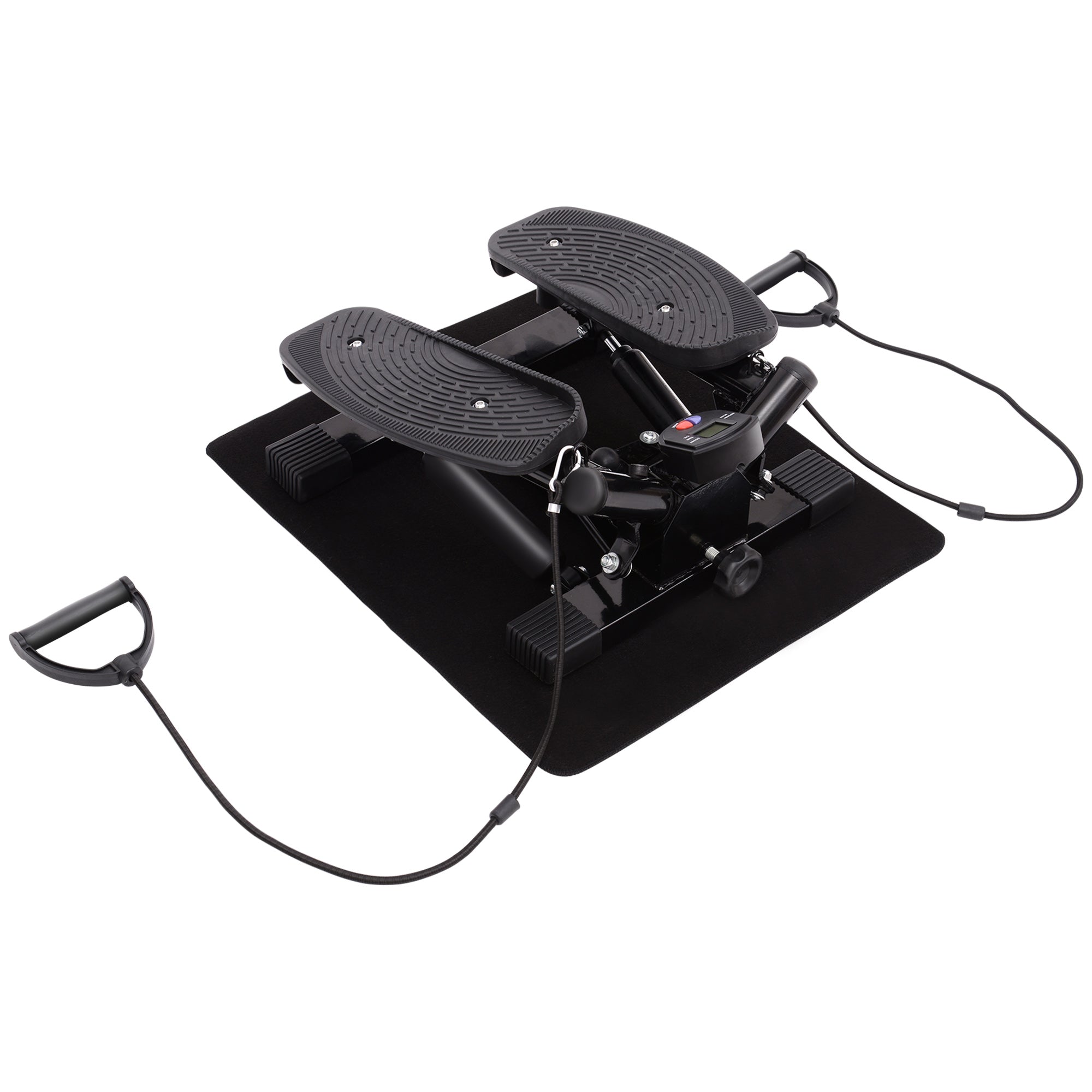 Portable Mini Stepper, Exercise Fitness Machine For Legs Arms Thigh Toner Toning Machine, Stair Steps Workout Training Fitness, W/ Resistance Bands And Floor Mat, Black - IFY Sports