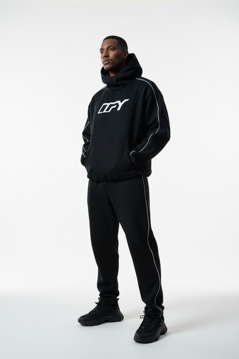 Unisex Boxy Piping Fleece Hoodie